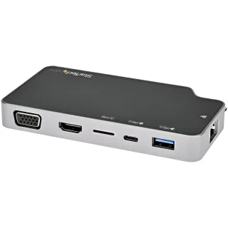 Startech USB C Multiport Adapter, USB-C to 4K HDMI or VGA Display/Video/Monitor with 100W Power Delivery Pass-through, 10Gbps USB Hub, MicroSD, Ethernet, USB 3.1 Gen 2 Type-C Mini Dock - Works w/ Thunderbolt 3 (CDP2HVGUASPD)