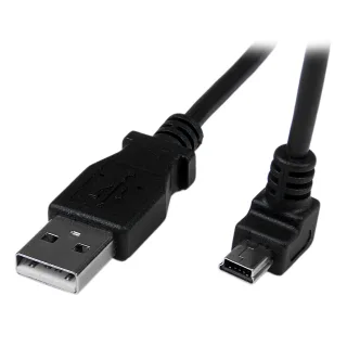 StarTech Down Angle Mini USB Cable - 2m - Black - USB A to Mini USB B - USB to Mini USB Cable - Mini USB Charger - USB A to Mini B (USBAMB2MD) - USB cable - USB (M) to mini-USB Type B (M) - USB 2.0 - 2 m - molded, 90° connector - black