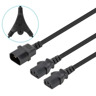 Manhattan 157469 Power Cable/Cord 2X Monitor/CPU C14/2X C13 M/F Kettle Lead 1.8M