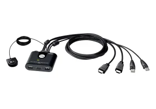 ATEN CS22HF - KVM / USB switch - 2 x KVM / USB - 1 local user - desktop - DC power