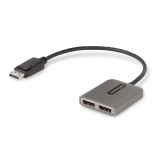 Startech 2-Port DisplayPort MST Hub, Dual 4K 60Hz, DP to 2x DisplayPort Monitor Adapter, DP 1.4 Multi-Monitor Video Adapter w/ 1ft Built-in Cable, USB Powered, Windows Only - Multi Stream Transport Hub (MST14DP122DP) - Hub - 1 x DisplayPort + 1 x micro-USB + 2 x DisplayPort