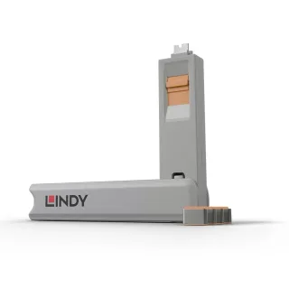 Lindy 40428 USB Type C Port Blocker Key-pack of 4 Blockers Orange
