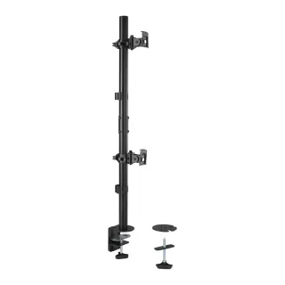 Kensington - Mounting kit (dual arm, C-clamp 10-88 mm, grommet mount 10-88 mm, pole, 2 VESA plates) - full-motion - for 2 flat panels - vertical stacking - steel - black - screen size: 13"-32" - desk-mountable