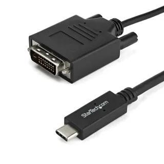StarTech 3.3 ft / 1 m USB-C to DVI Cable - USB Type-C Video Adapter Cable - 1920 x 1200 - Black (CDP2DVIMM1MB) - USB / DVI cable - USB-C (M) to DVI-D (M) - Thunderbolt 3 / USB 3.1 - 1 m - 1920 x 1200 (WUXGA) support - black - for P/N: TB4CDOCK