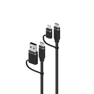 Elements Silicone 4IN1 USB 2.0 Cable 100W Black -1.5M