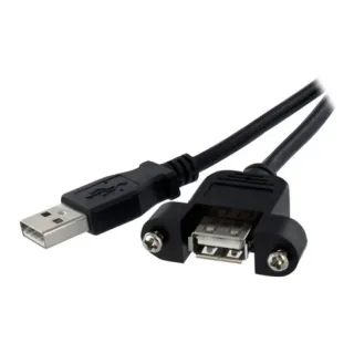 StarTech 2 ft Panel Mount USB Cable A to A F/M - Panel Mount USB Extension USB A-Female to A-Male Adapter Cable 2ft - USB-A (F) Port (USBPNLAFAM2)
