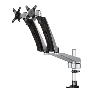 Startech Desk Mount Dual Monitor Arm - Full Motion Articulating Arms - Premium Dual Monitor Stand - For up to 30" (19.8lb/9kg) VESA Mount Monitors - Tool-less Assembly - Steel & Aluminum - Mounting kit (desk mount, grommet clamp) - full-motion - for LCD display - plastic, aluminium, steel - black, silver - screen size: 30"