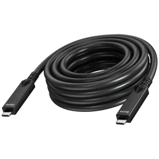 15 m USB C cable - active optical cable - 2 lane supports DP 1.4 (16.2 gbps) and USB 2.0 (480 mbps) - 4 lane supports DP 2.1 (40 gbps) and USB 3.2 (10 gbps) - supports pd 60w charging current - reinforced by kevlar - USB C 3.2 (m) to USB C 3.2 (m) - outer diameter 6.5 mm - 22+30 awg - black