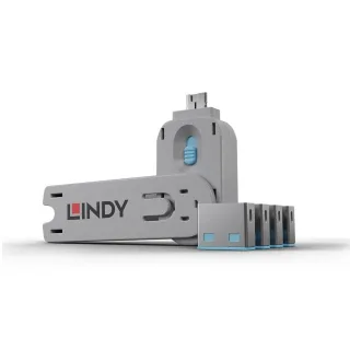 Lindy 40452 USB Port Security Kit Blue 1 X USB Key + 4 X USB Locks