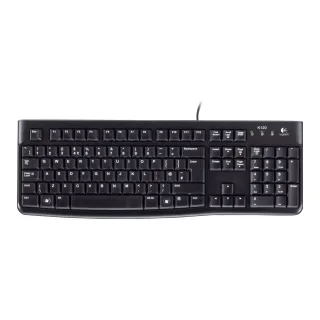 Logitech K120 Wired Keyboard for Windows, USB Plug-and-Play, Full-Size, Spill-Resistant, Curved Space Bar, Compatible with PC and Laptop, QWERTY UK English Layout, Black