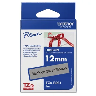 Brother TZe-R931 - Satin - black on silver - Roll (1.2 cm x 4 m) 1 cassette(s) ribbon tape - for Brother PT-D210, D600, H110, H200, P-Touch PT-1005, D450, H107, P-Touch Cube Plus PT-P710