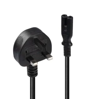 Lindy 30443 1M Mains Power Cable UK 3 Pin Plug to Iec C7