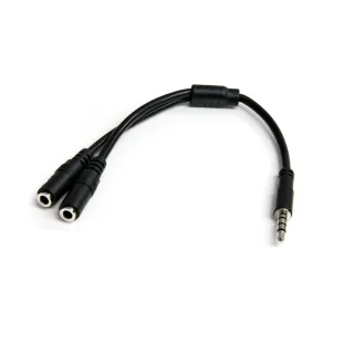 Startech 4 Position to 2x 3 Position 3.5mm Headset Splitter Adapter - Headset splitter - 4-pole mini jack male to mini jack female - 20 cm - black
