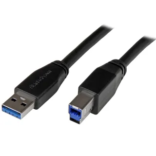 StarTech 5m 15 ft Active USB 3.0 USB-A to USB-B Cable - M/M - USB A to B Cable - USB 3.1 Gen 1 (5 Gbps) (USB3SAB5M) - USB cable - USB Type B (M) to USB Type A (M) - USB 3.0 - 5 m - molded - black - for P/N: ST1030USBM