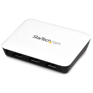 Startech USB 3.0 to Gigabit Ethernet NIC Network Adapter with 3 Port Hub - White - USB 3 Ethernet Adapter - USB Charging Hub (ST3300U3S)