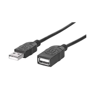 Manhattan 338653 USB-A Cable 1.8M Male/Female- 480MBPS (USB 2.0) Extension Blck