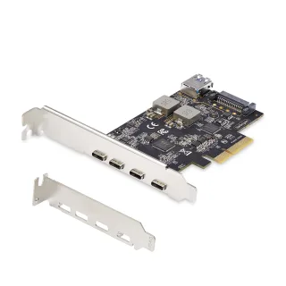 Startech 5-Port USB PCIe Card, USB 3.2 10Gbps, PCI Express Card with 4x USB-C Ports, 1x USB-A Internal Port, USB PCIe Controller Card, Windows/macOS/Linux - USB adapter - PCIe 3.0 x4 - USB-C 3.2 Gen 1 x 4 + USB 3.2 Gen 1 x 1 - black