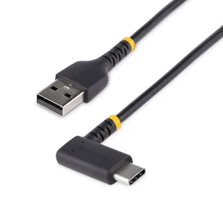 StarTech 1ft (30cm) USB A to C Charging Cable Right Angle, Heavy Duty Fast Charge USB-C Cable, USB 2.0 A to Type-C, Durable and Rugged Aramid Fiber, 3A, S20/iPad/Pixel - High Quality USB Charging Cord (R2ACR-30C-USB-CABLE) - USB cable - USB (M) straight to USB-C (M) right-angled - Thunderbolt 3 / USB 2.0 - 3 A - 30 cm - black
