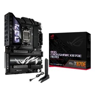 ASUS ROG CROSSHAIR X870E HERO - Motherboard - ATX - Socket AM5 - AMD X870E Chipset - USB4, USB 3.2 Gen 2, USB-C 3.2 Gen2, USB 3.2 Gen 1, USB-C 3.2 Gen 2x2 - Wi-Fi 7, Bluetooth, 5 Gigabit Ethernet - onboard graphics (CPU required) - HD Audio (8-channel)