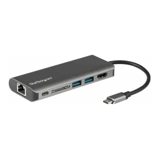 Startech USB C Multiport Adapter - Portable USB-C Dock to 4K HDMI, 2-pt USB 3.0 Hub, SD/SDHC, GbE, 60W PD Pass-Through - USB Type-C/Thunderbolt 3 - NEW VERSION AVAILABLE DKT30CSDHPD3 (DKT30CSDHPD) - Docking station - USB-C / Thunderbolt 3 - 1GbE - for P/N: ARMPIVOTE2, ARMPIVOTV2, ARMUNONB1, FPPNEUSTND, LTRISERP, MONSTADJD, MONSTADJDL