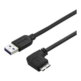 StarTech 0.5m 20in Slim Micro USB 3.0 Cable M/M - Right-Angle Micro-USB - USB 3.0 A to Micro B - Angled Micro USB 3.1 Gen 1 5Gbps (USB3AU50CMRS)