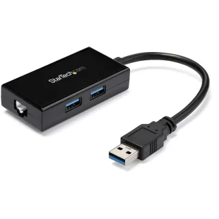 Startech 2 Port USB 3.0 Hub with Ethernet - USB 3.0 x 2 - Gigabit Ethernet Network Adapter for Windows / Mac / Chrome (USB31000S2H) - Network adapter - USB 3.0 - Gigabit Ethernet x 1 - black