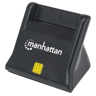 Manhattan 102025 USB-A Smart/Sim Card Reader- USB 2.0 Stand Desktop Black