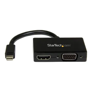 StarTech Mini DisplayPort to HDMI and VGA - 2 in 1 Travel Adapter - Mini DisplayPort to VGA Adapter - Mini DP to HDMI Dongle - Monitor Adapter (MDP2HDVGA) - Video converter - DisplayPort - HDMI, VGA - black