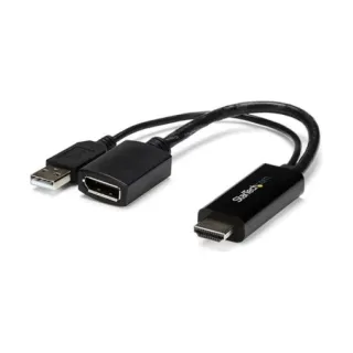Startech 4K 30Hz HDMI to DisplayPort Video Adapter w/ USB Power - 6 in - HDMI 1.4 (Male) to DP 1.2 (Female) Active Monitor Converter (HD2DP) - Adapter cable - HDMI, USB (power only) male to DisplayPort female - 25.5 cm - black - active, 4K30Hz (3840 x 2160) support - for P/N: SV211HDUC, SV221HUC4K