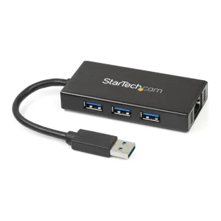 Startech USB 3.0 Hub with Gigabit Ethernet Adapter - 3 Port - NIC - USB Network / LAN Adapter - Windows & Mac Compatible (ST3300GU3B) - Hub - 3 x SuperSpeed USB 3.0 + 1 x 10/100/1000 - desktop - for P/N: PEXUSB3S2EI, PEXUSB3S42, PEXUSB3S7, SVA5H2NEUA