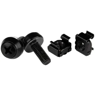 Startech M6 Cage Nuts and Screws - 50 Pack - 12mm Rack Screws and Cage Nuts - Black (CABSCREWM6B) - Rack screws and nuts - black - for P/N: RACK-18U-20-WALL-OA, RACK-21U-20-WALL-OA, RACK-24U-20-WALL-OA, RK12OD2, RK3236BKF