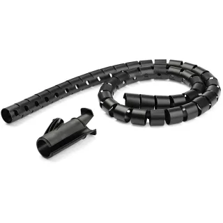 Startech 2.5m (8.2ft) Cable Management Sleeve - Spiral - 1" (25mm) Diameter - W/ Cable Loading Tool - Black (CMSCOILED2)