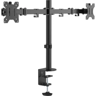 Monitor desk post mount - fits display 13 to 27" with VESA sizes 75 x 75 or 100 x 100 - 2 part arms - rotate - quick-release - swivel tilt - clamp or grommet - post height 465 mm - max between screen centres 790 mm - matt black