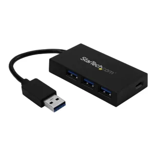 Startech 4 Port USB 3.0 Hub, USB Type-A Hub with 1x USB-C & 3x USB-A (SuperSpeed 5Gbps), USB Bus or Self-Powered, Portable USB 3.1/USB 3.2 Gen 1 BC 1.2 Charging Hub w/ Power Adapter - Windows/macOS/Linux (HB30A3A1CSFS)