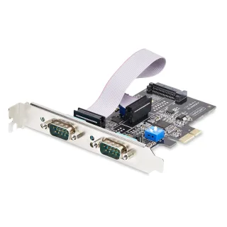 Startech 2-Port Serial PCIe Card, Dual-Port PCI Express to RS232/RS422/RS485 (DB9) Serial Card, Low-Profile Brackets Incl., 16C1050 UART, TAA-Compliant, Windows/Linux, TAA Compliant - Level-4 ESD Protection (2S232422485-PC-CARD) - Serial adapter - PCI Express x1 low profile - RS-232 x 2 - black - TAA Compliant