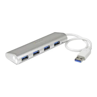 Startech 4 Port Portable USB 3.0 Hub with Built-in Cable - Aluminum and Compact USB Hub (ST43004UA) - Hub - 4 x SuperSpeed USB 3.0