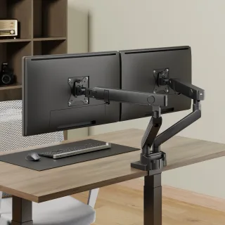 Amer HYDRA2B Dual Monitor Mount Black Articulating Arms