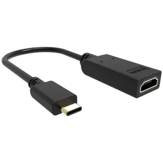 USB C to HDMI adaptor -plugs into USB C and has full-sized HDMI socket - maximum resolution 8k 60 hz - USB C 3.2 (m) to HDMI (f) - driver built into adaptor - black