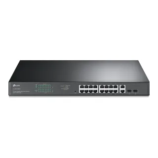 TP-Link JetStream TL-SG1218MPE - Switch - smart - 16 x 10/100/1000 (PoE+) + 2 x Gigabit SFP - rack-mountable - PoE+ (192 W)