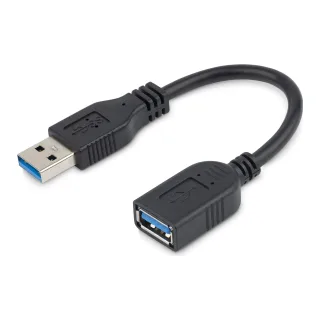 StarTech 6in Short USB 3.0 Extension Adapter Cable (USB-A Male to USB-A Female) - USB 3.1 Gen 1 (5Gbps) Port Saver Cable - Black (USB3EXT6INBK) - USB extension cable - USB Type A (F) to USB Type A (M) - USB 3.0 - 15.2 cm - molded - black - for P/N: 35FCREADBU3, HB30A4AIB, HB30C4AIB, HB31C4AB, SU2DUPERA11, USB3SAA3MBK