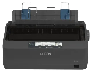 Epson LX-350 Dot matrix printer, 9 pins, 80 column, original + 4 copies, 347 cps HSD (10 cpi), Epson ESC/P - IBM 2380+ emulation, 3 fonts, 8 BarCode fonts, 3 paper paths, single and continous sheet, paper park, USB, Parallel and Serial I/F