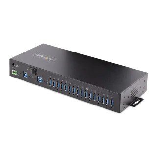 Startech 16-Port Industrial USB 3.0 Hub 5Gbps, Metal, DIN/Surface/Rack Mountable, ESD Protection, Terminal Block Power, up to 120W Shared USB Charging, Dual-Host Hub/Switch (5G16AINDS-USB-A-HUB)