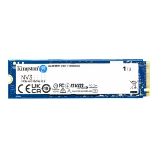 Kingston NV3 (SNV3S/1000G) 1TB NVMe SSD, M.2 Interface, PCIe Gen4, 2280, Read 6000 MB/s, Write 4000 MB/s, 3 Year Warranty