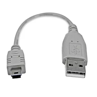 StarTech 6 in. USB to Mini USB Cable - USB 2.0 A to Mini B - Gray - Mini USB Cable (USB2HABM6IN)