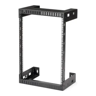 Startech 15U 19" Wall Mount Network Rack - 12" Deep 2 Post Open Frame Server Room Rack for Data/AV/IT/Computer Equipment/Patch Panel with Cage Nuts & Screws 200lb Capacity, Black (RK15WALLO) - Rack - wall mountable - black - 15U - 12