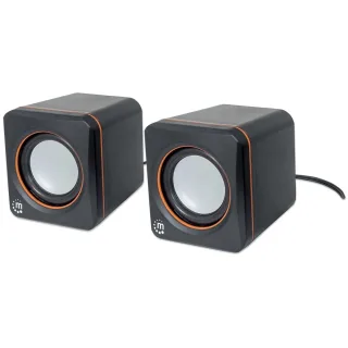 Manhattan 161435 2600 Series 2X Speaker System- 3.5MM USB-A/Power Black