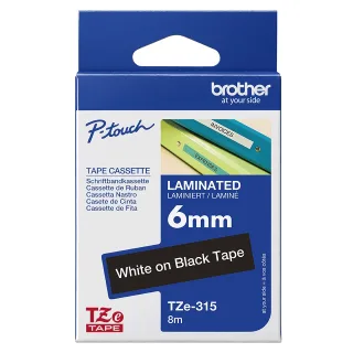 Brother TZe-315 - Standard adhesive - white on black - Roll (0.6 cm x 8 m) 1 cassette(s) laminated tape - for Brother P-Touch EDGE PT-P750WVP and P-Touch models.