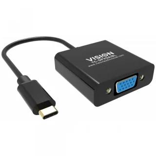 USB C to VGA adaptor -plugs into USB C and has full-sized VGA socket - maximum resolution 2560 x 1600 at 60 hz - USB C 3.2 (m) to VGA (f) - driver built into adaptor - black