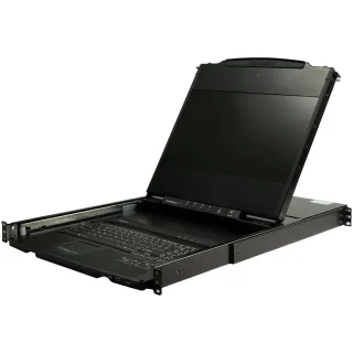 StarTech Dual Rail Rackmount KVM Console HD 1080p, Single Port DVI/VGA KVM with 17" LCD Monitor for Server Rack, Fully Featured 1U LCD KVM Drawer with Cables, USB Support, 44230 MTBF - Single Port Console (RKCOND17HD)