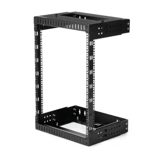 Startech 15U 19" Wall Mount Network Rack, Adjustable Depth 12-20" 2 Post Open Frame Server Room Rack for AV/Data/ IT Communication/Computer Equipment/Switch with Cage Nuts & Screws - 15U Adjustable Rack - Rack - wall mountable - black - 15U - 19